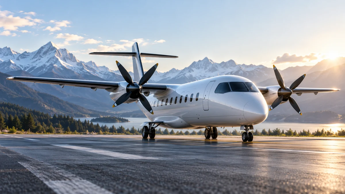 Regional electric aircraft on a mountain runway